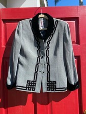 Zelda 100 Wool Grey Blazer with Velour Details  - Size 8 