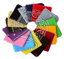 One Dozen/12pcs Assorted Bandanas 22X22 Inch 100 Cotton Novelty Double Sided