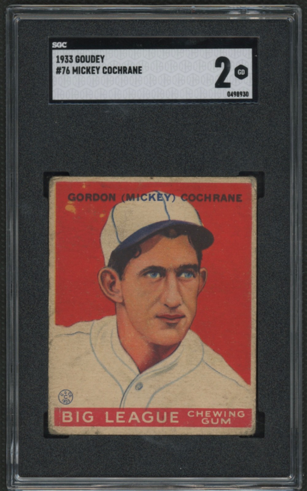 1933 Goudey #76 Mickey Cochrane Philadelphia Athletics SGC 2