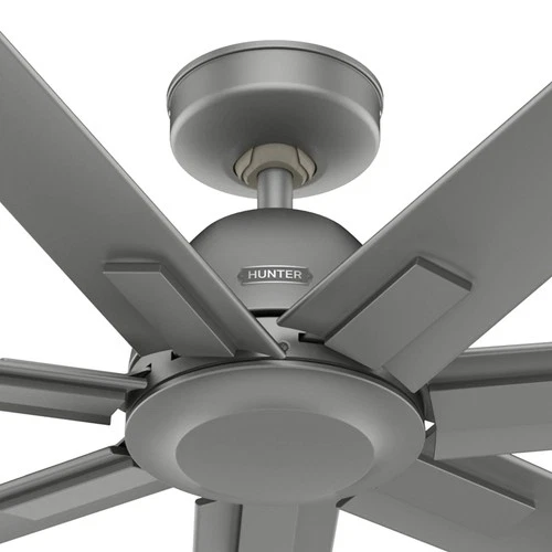 72" Hunter Downtown Matte Silver Outdoor Ceiling Fan with Wall Control - Picture 4 of 8