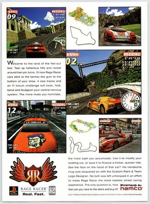 Rage Racer - PS1 PlayStation - Vintage Original Print Ad/Poster