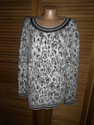 Pullover..Mocca..Gr.48..Mehrfarbig..Leopard..Rundhals..Langarm..Super Zustand