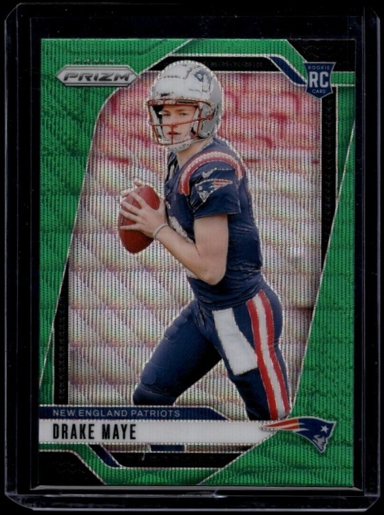 2024 Panini Prizm Football Drake Maye #329 Rookie Green Wave