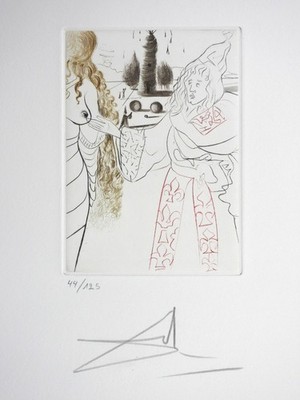 SALVADOR DALI radierung La Femme Adultère DECAMERON SIGNIERT Chiffon de la Dore