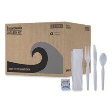 Boardwalk Cutlery Kit, Heavyweight, Fork/Knife/Napkin/Pepper/Salt/Spoon, 250/CT