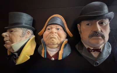 AMAZING ! Genuine BOSSUN Heads: MR MICAWBER, MR BUMBLE and DR WATSON Near MINT!