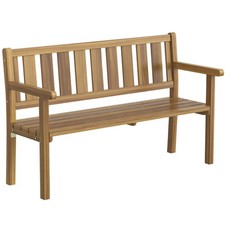 Outsunny Panchina in Legno da Giardino 2 Posti a Doghe 150x57x93 cm, Teak
