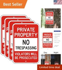 Heavy-Duty Reflective No Trespassing Signs - 12x18 Inches, 4 Pack for Security