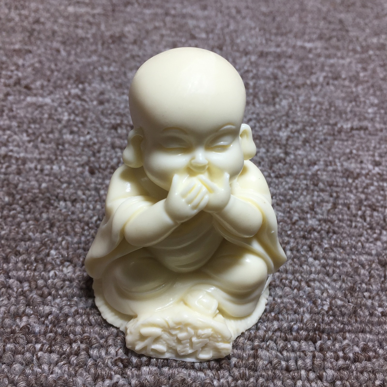 Natural Corozo Nut Quartz Crystal Hand-Carved Sanbu Monk Tea Pet 3PC Healing