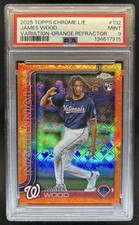2025 Topps Chrome LogoFractor James Wood RC Variation Orange Refractor /25 PSA 9