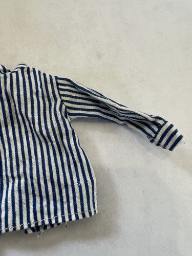 Vintage Barbie Doll Shirt Blue And White Stripes Long Sleeves Snap Closure - Picture 6 of 8