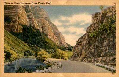 Provo Canyon View, Utah, 1945 Letter Postcard