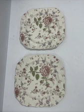 Johnson Bros Rose Chintz Made In England Set Of 2 Square Salad Plates 7 3/4”