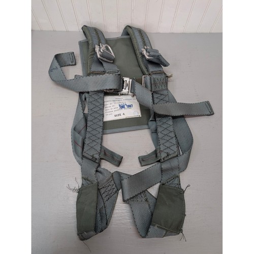 Vintage 1987 Pioneer Recovery Systems Parachute Harness Ejection Seat Gray Sz 4