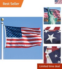 American Flag 6x10 FT Quality Polyester with Embroidered Stars & Brass Grommets
