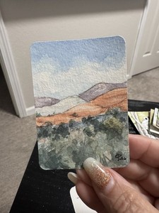 Snow Canyon 1/13 Hand Painted Watercolor On Paper. Jennifer Gubler ACEO
