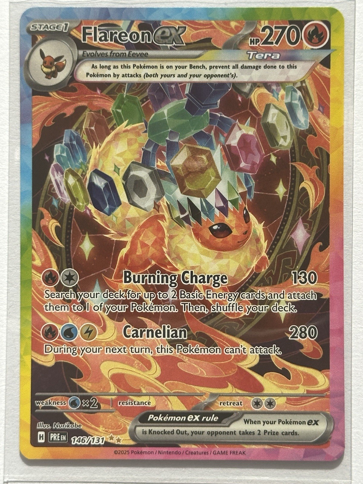 Pokémon TCG Flareon EX Prismatic Evolutions Card 146/131 Sir Illustration Rare