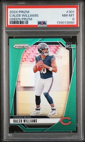 Caleb Williams 2024 Green Prizm Rookie PSA 8 RC Bears SP Insert