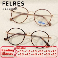 Unisex Metal Oval Anti Blue Light Reading Glasses Clear Lens Presbyopic Glasses