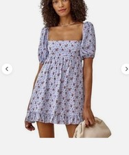 REFORMATION BRISTOL FLORAL BABYDOLL DRESS~PETUNIA ~SIZE L~BEAUTIFUL!  PREOWNED