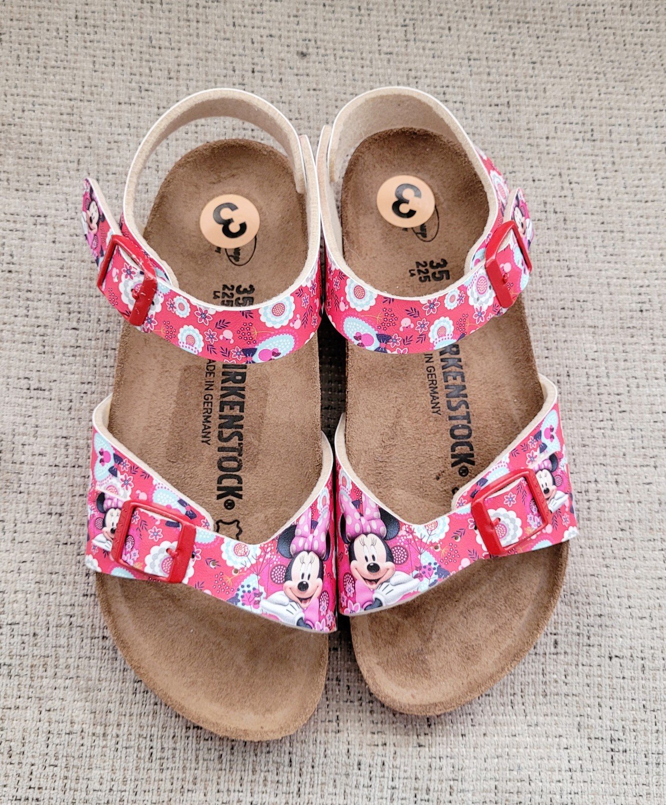 Disney BIRKENSTOCK Minnie Mouse Flower Sandals Red 35 225 L4 RARE Flo Rio Au 5 image 2