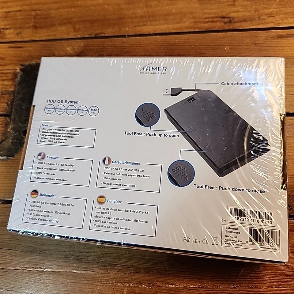 Rosewill Hard Drive Enclosure USB 3.0 2.5" SATA HDD SSD USB-Powered Swap Armer - Image 2 of 4