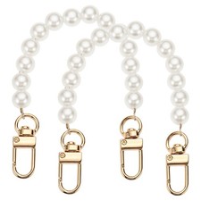 2 Pack 8" Imitation Pearl Purse Strap with Swivel Clasp Golden 