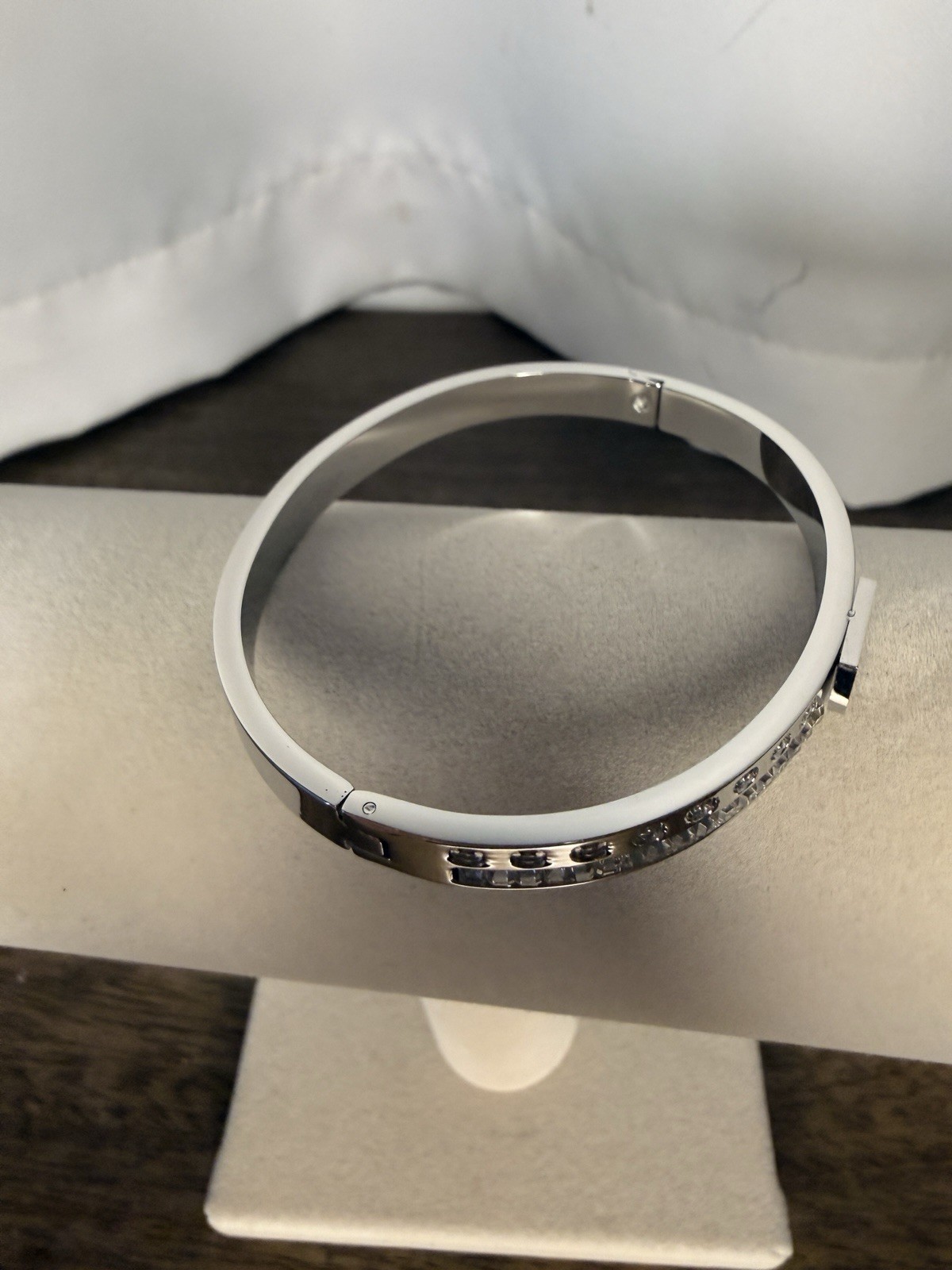 Silver Diamond Bangle Bracelet - image 4