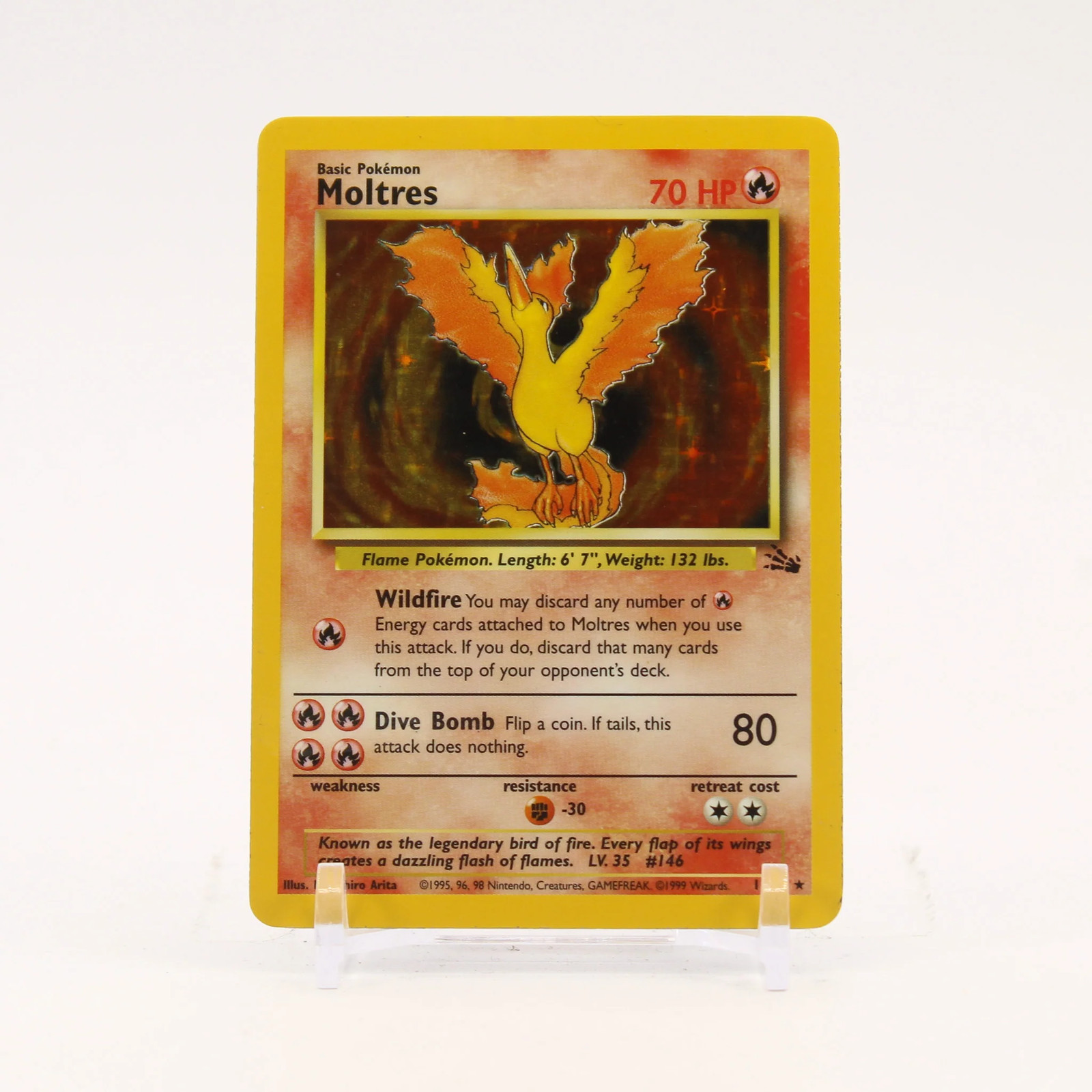 Moltres - 12/62 Fossil Unlimited Holo Rare Pokemon - MP