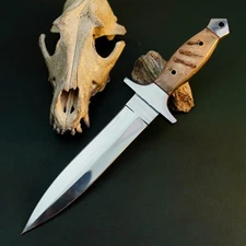 Gift-Ready 12.4" Damascus / Steel Knife Full Tang Hunt it Hunt + Leather Sheath