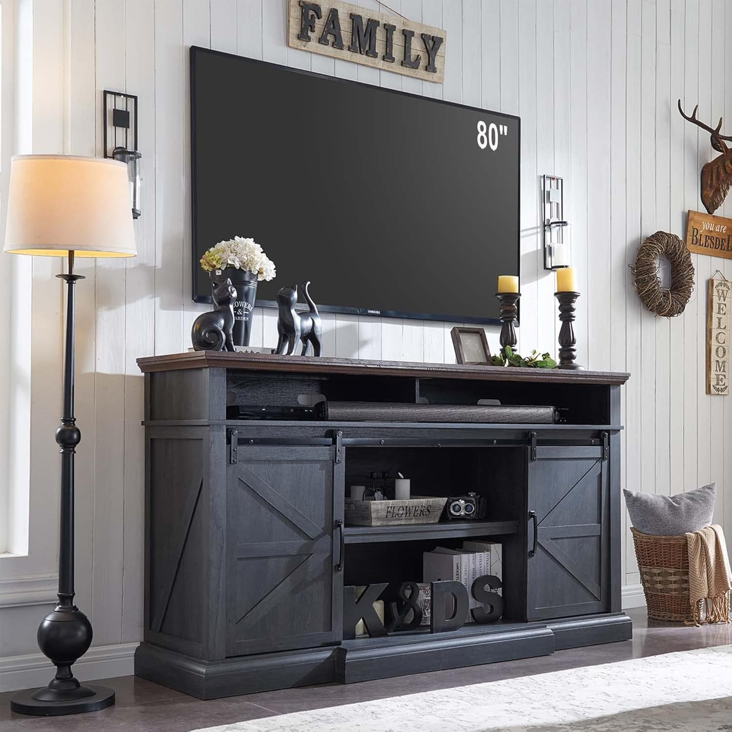 For 80 Inch Tvs, 37.4"tall Entertainment Center W/storage Cab