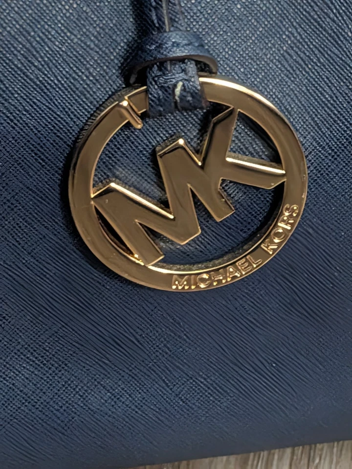 Michael Kors Sutton Top Handle Bag Crossbody Satchel Saffiano Leather Purse Navy - Image 3 of 4