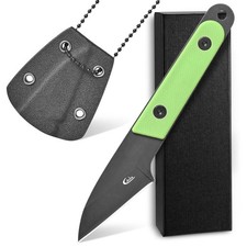 C1295 Fixed Blade Knife,9Cr18Mov Blade G10 Handle EDC Tool Neck Knife with ky...