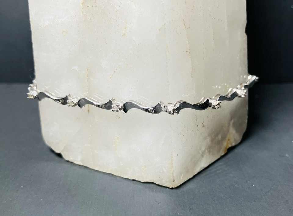 Brazalete tenis oro amarillo 10k ópalo diamantes 7" Foto 2 de 4