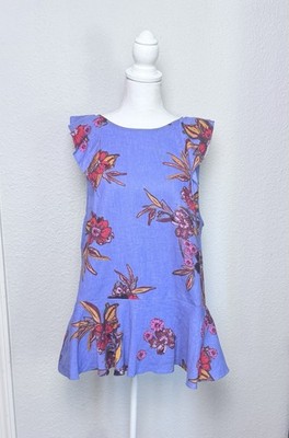 Free People Women s SZ M Summer In Tulum Tunic Bluebell Floral Boho festival 