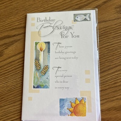 Birthday blessings card for anyone. Sealed in cellophane.  Simple verse