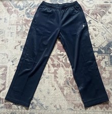 STUSSY Track Pants. Navy Blue Poly Pleated Pant Size Large
