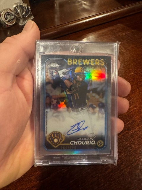 RAW Jackson Chourio 2024 Topps Chrome Rookie RC Auto Refractor #180/499 Baseball