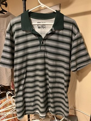 Trigema Men's Cotton Knit Striped Polo Shirt White/Green Short Sleeve XL Regular