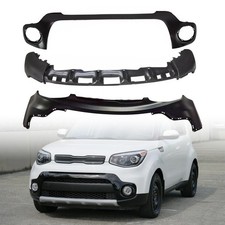 Front Upper  Lower Bumper Cover Set Compatible With Kia 2017-2019 Soul-3pcs