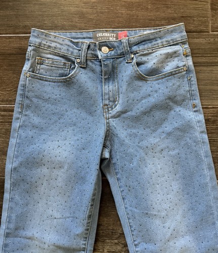 Celebrity Ace Girls Youth Flare Stretch Jeans Size 12 Distressed Light Wash - Picture 3 of 9