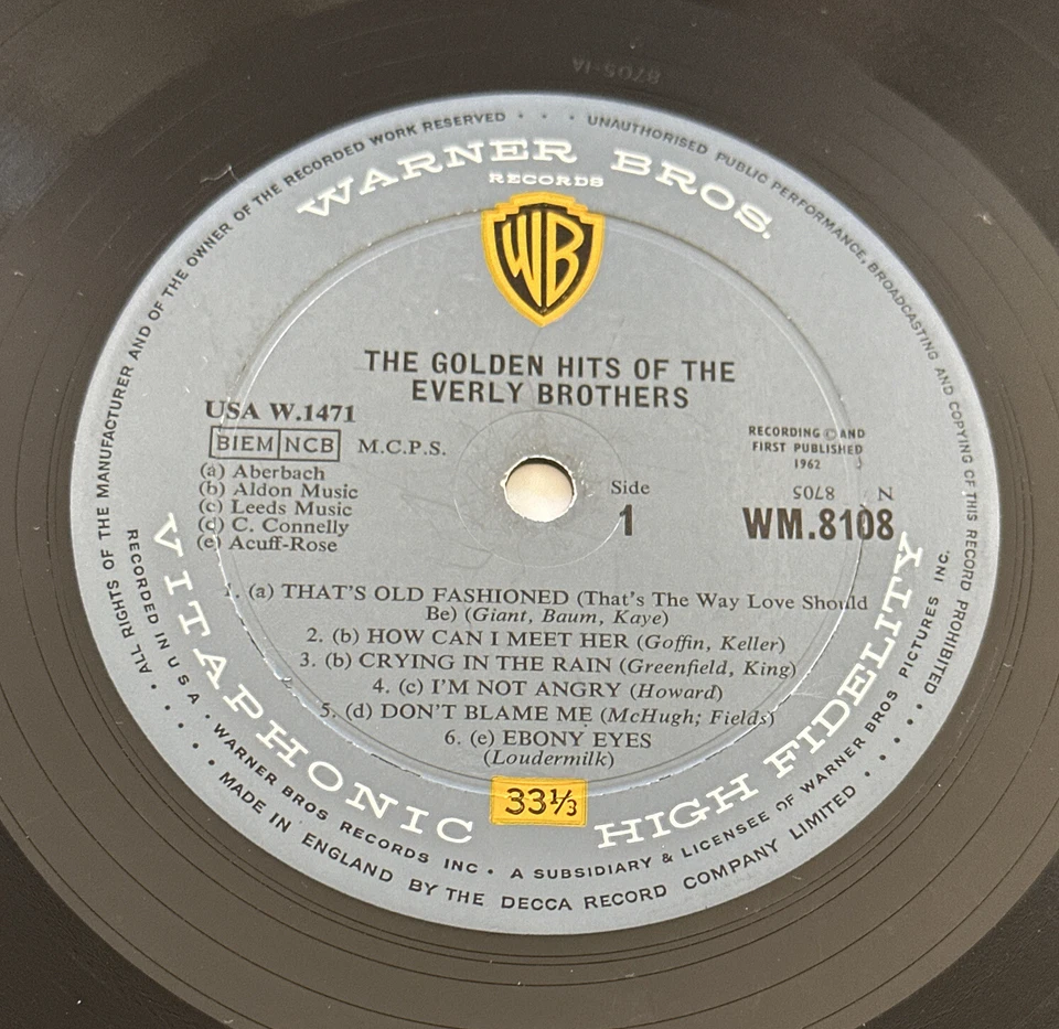 THE EVERLY BROTHERS The Golden Hits Of Vinyl Record Album LP Warner Bros EX - Image 4 of 4