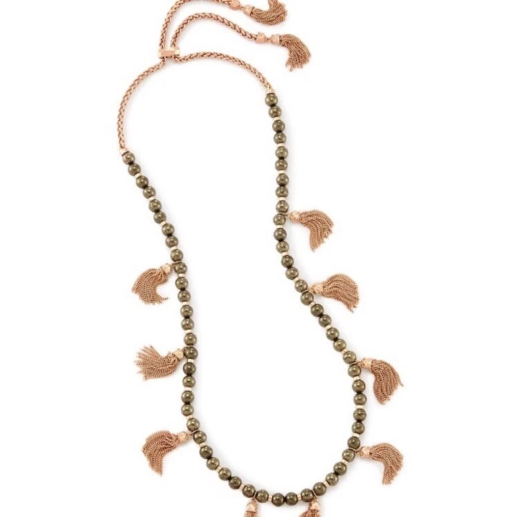 Collar Kendra Scott Vanina Oro Rosa Pirita Cuentas Borla Flecos Capas Nuevo con Etiquetas Foto 2 de 4