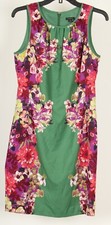 Ann Taylor Women’s Dress 6 Green Purple Red Floral Sheath Sleeveless Lined