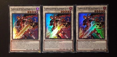 Yu-Gi-Oh! 3x Flammedler Ritter-Hauptmann Oliver, PHRA-DE038, SR, 1.A., Excellent - Bild 1 von 4