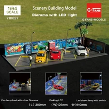 Diorama 1/64 Outdoor Car Garage Scenery Model City Parking Lot Model LEDLighting
