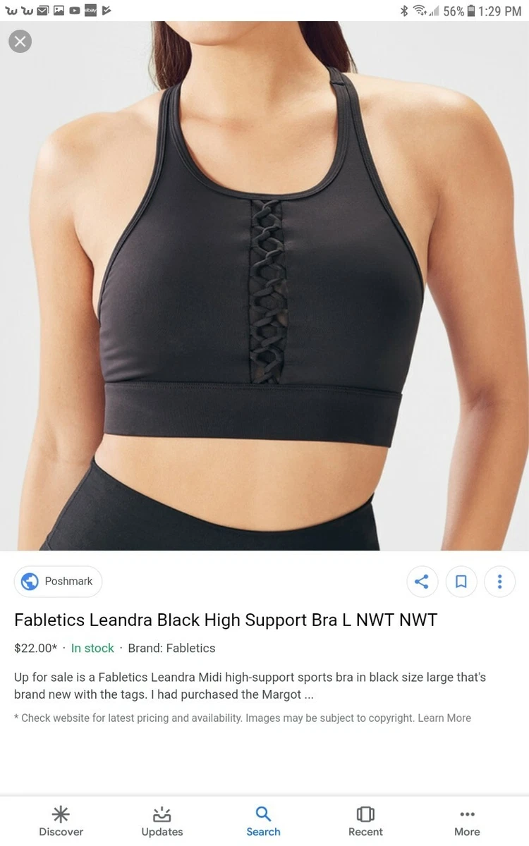 NWT Fabletics black Leandra Midi sports bra L Large