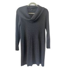 Ann Taylor Women's Size MP Black Merino Wool Blend Cowl Neck Sweater Dress