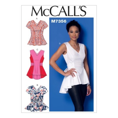 out-of-print:  McCALL`s pattern, M7356, Tops , sizes 6 - 14, Gr.  32 - 40