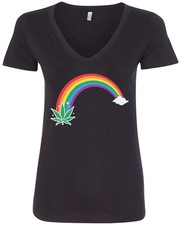 Marijuana Leaf Pot End Of The Rainbow Women's V-Neck T-Shirt